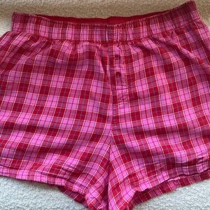 Colsie Pajama Shorts Women Medium Pink Plaid Cotton